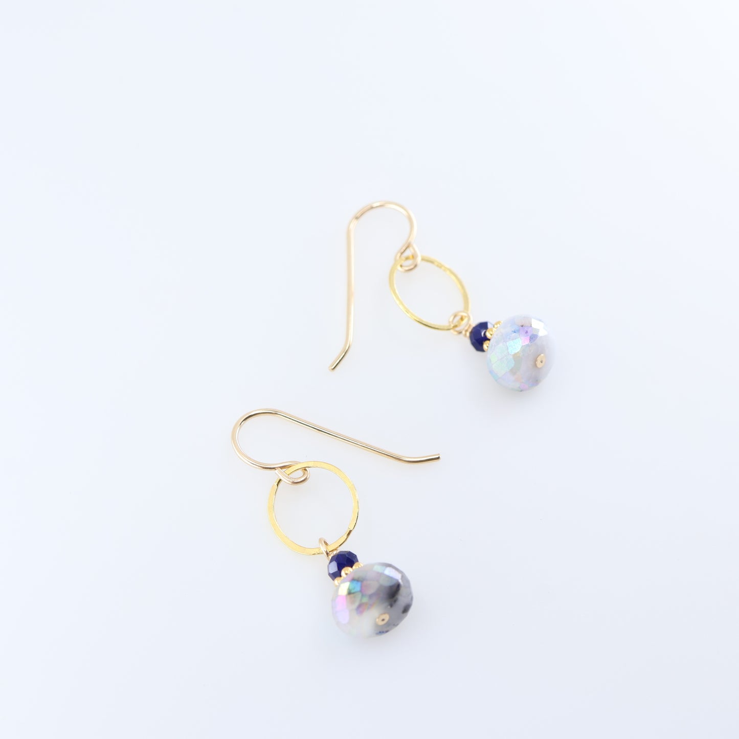 Oval Link Earrings with AB Dendrite Opal
