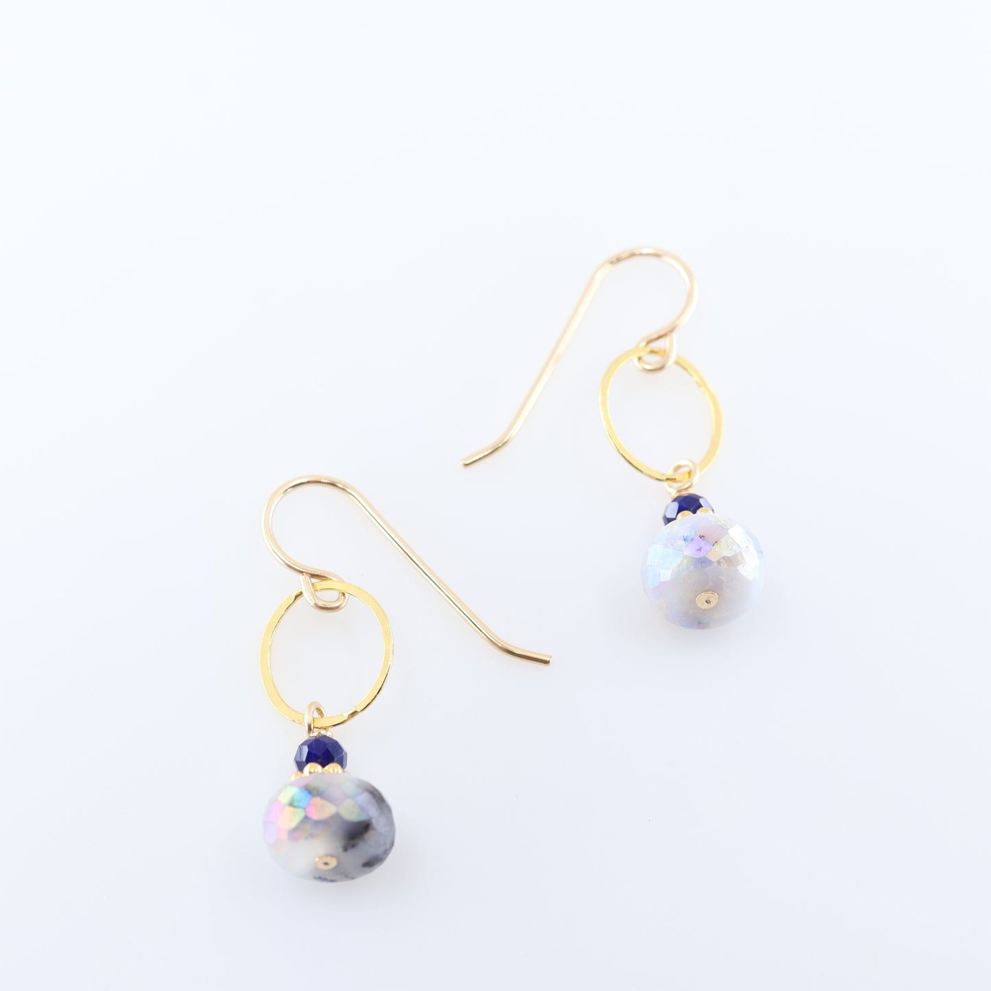 Oval Link Earrings with AB Dendrite Opal