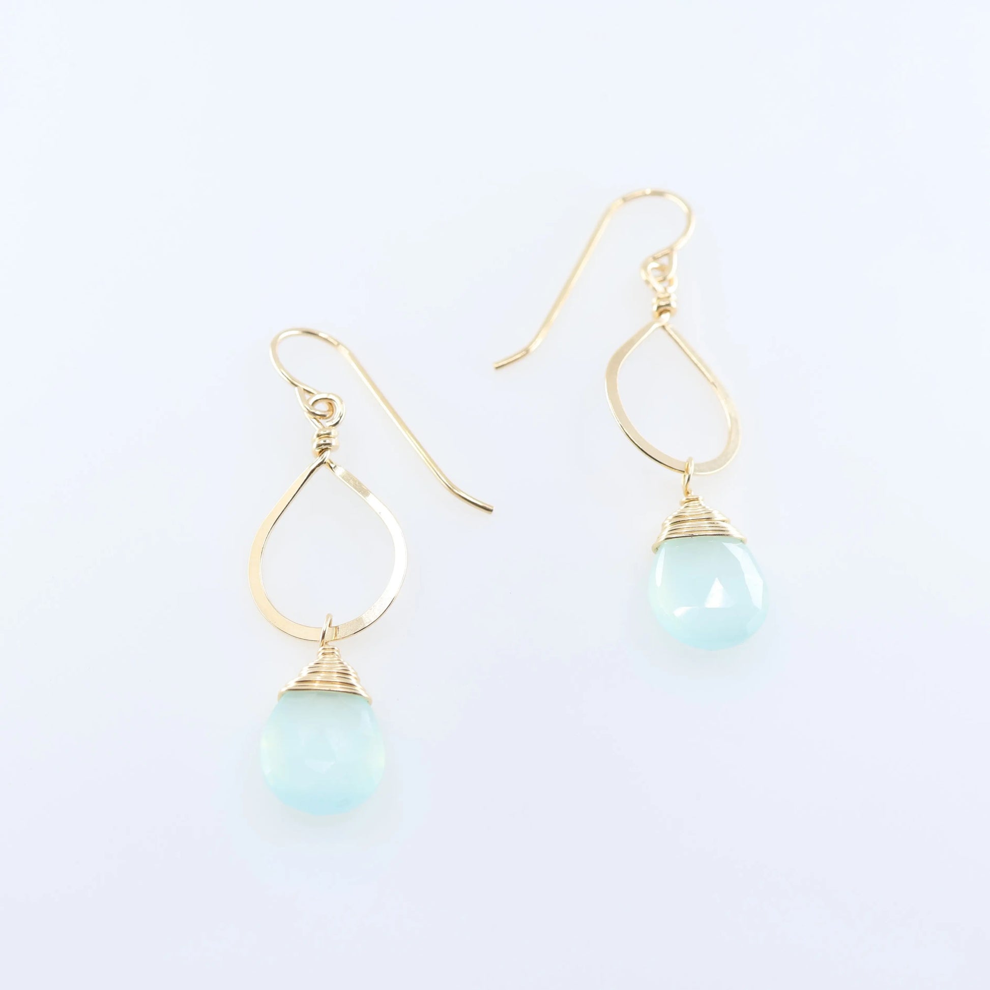 Forged Teardrop Earrings with Aqua Chalcedony J.Mills Studio