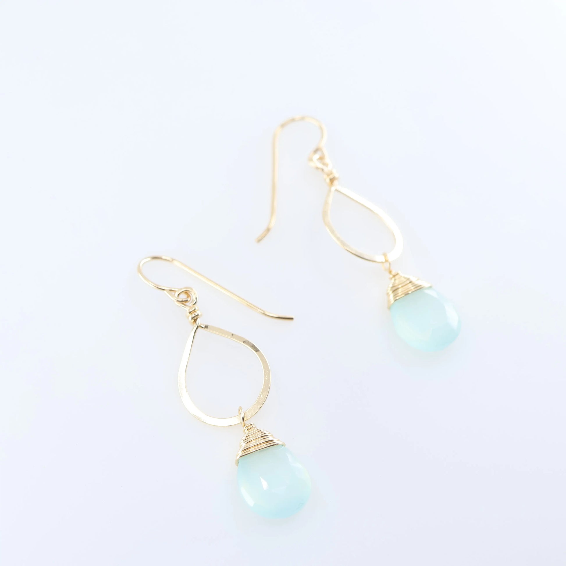 Forged Teardrop Earrings with Aqua Chalcedony J.Mills Studio