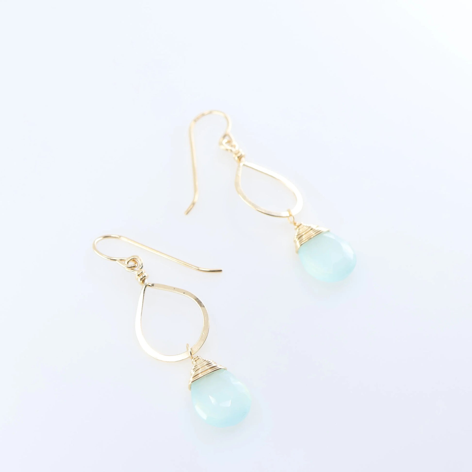 Forged Teardrop Earrings with Aqua Chalcedony J.Mills Studio