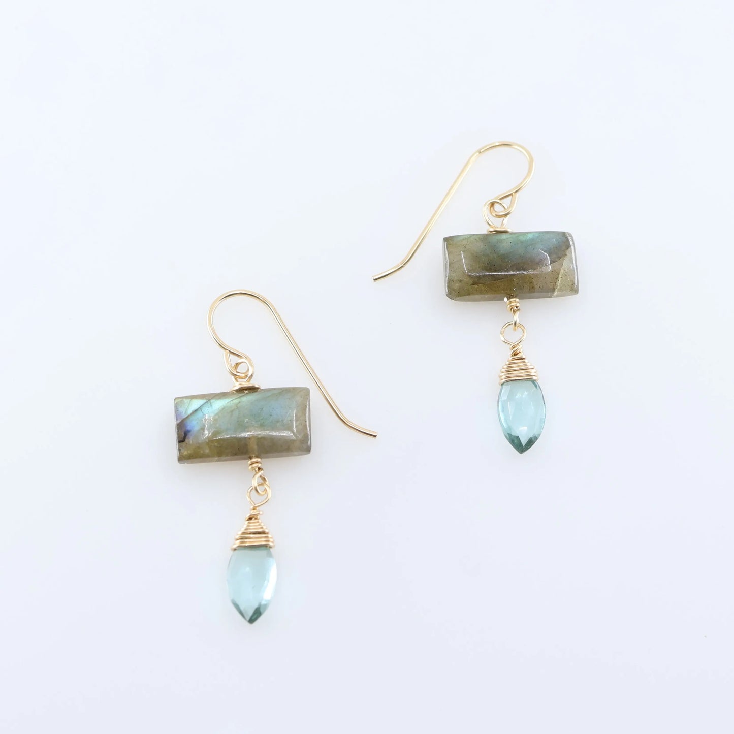 Labradorite and Aquamarine Drop Earrings J.Mills Studio
