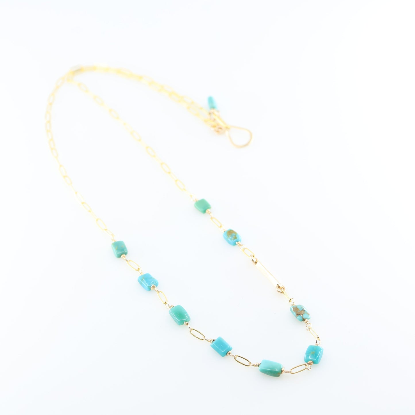 Forged Bar and Rectangle Turquoise Gemstone Necklace J.Mills Studio