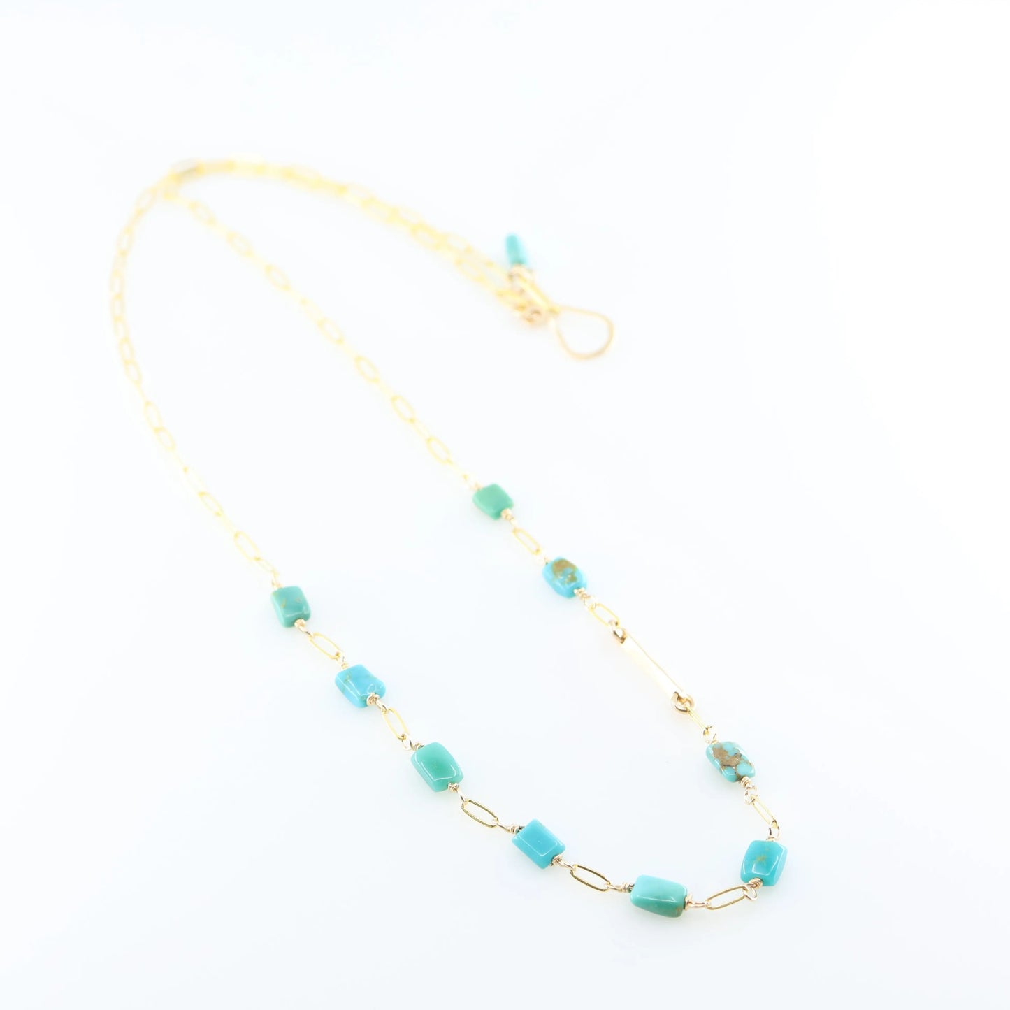 Forged Bar and Rectangle Turquoise Gemstone Necklace J.Mills Studio