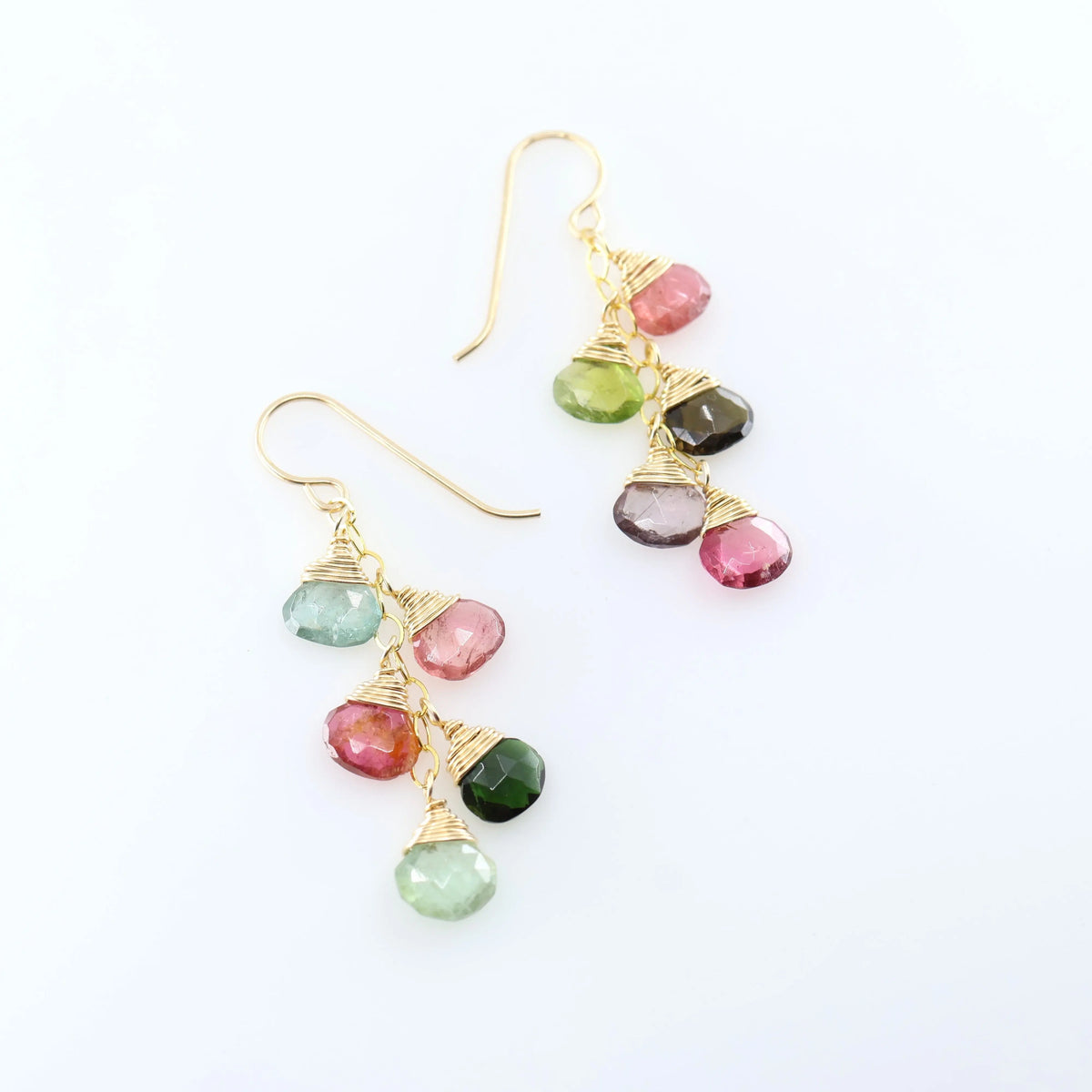 Watermelon Tourmaline 5-Drop Cascade Earrings J.Mills Studio