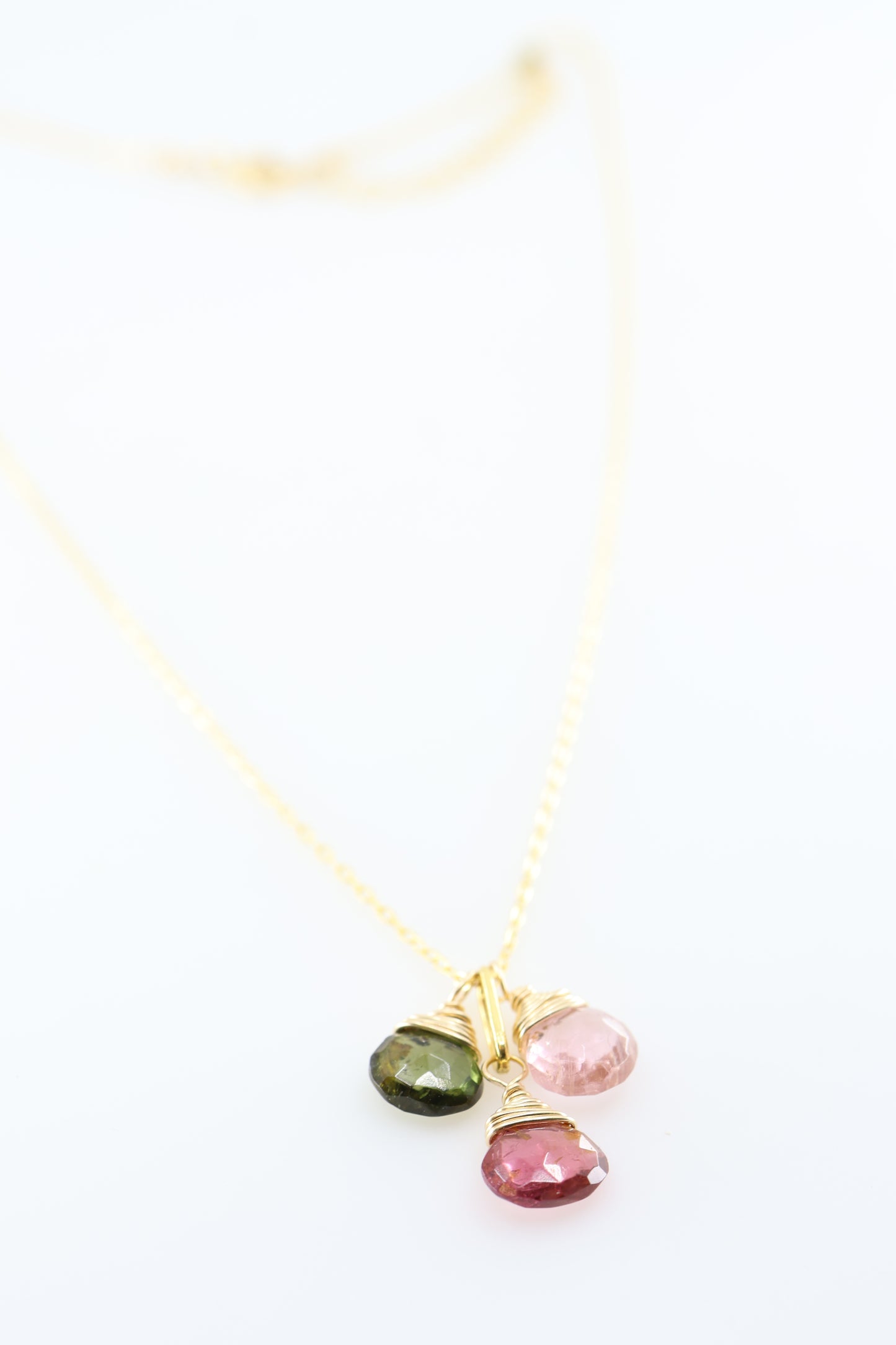 Triple Gemstone Necklace, Watermelon Tourmaline