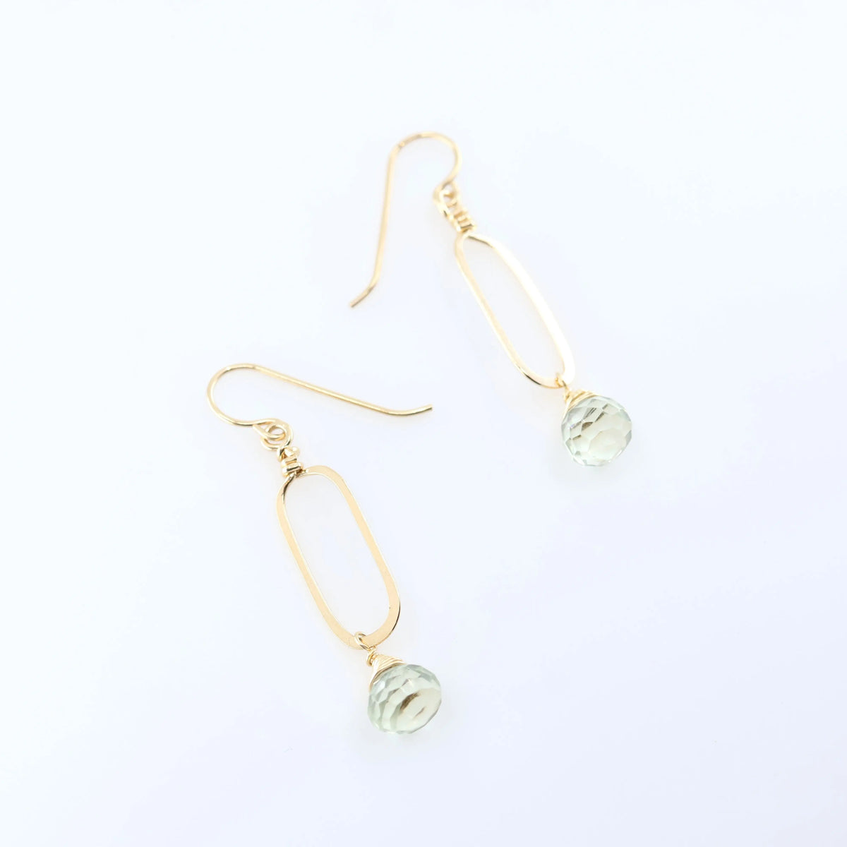 Forged Paperclip Link Earrings with Green Amethyst J.Mills Studio
