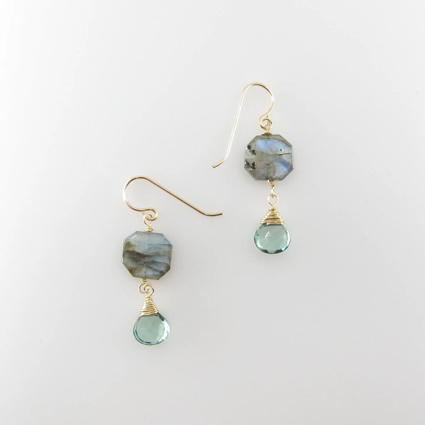 Faceted Labradorite and Indicolite Teardrop Earrings J.Mills Studio