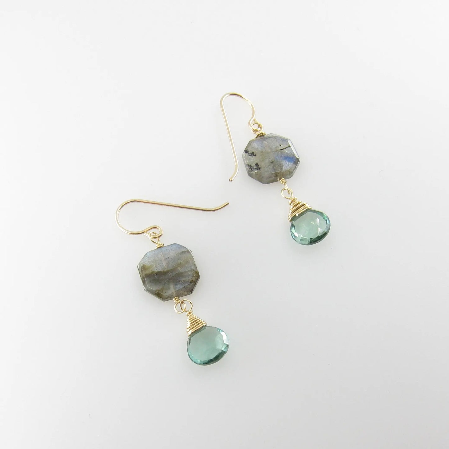 Faceted Labradorite and Indicolite Teardrop Earrings J.Mills Studio