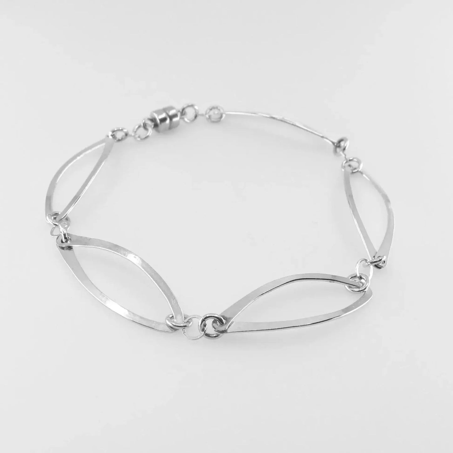 Hand Forged Marquis Link Bracelet with Magnetic Clasp J. Mills Studio