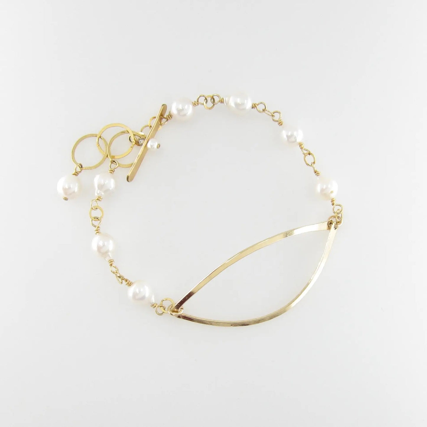 Forged Marquis Link and Baby Baroque Pearl Toggle Clasp Bracelet - J.Mills Studio