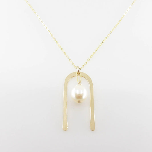 Forged Arch Necklace with Baby Baroque Pearl J.Mills Studio