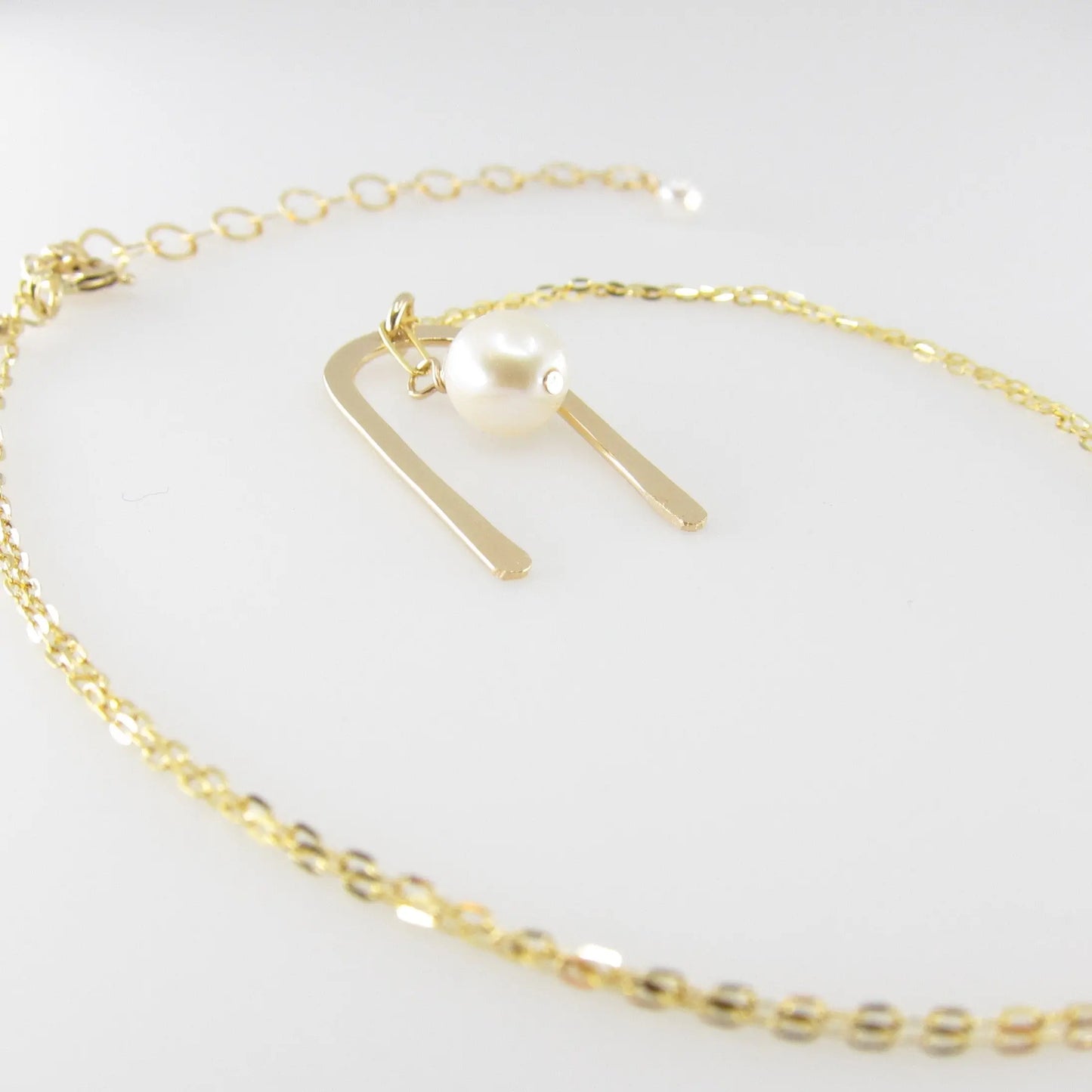 Forged Arch Necklace with Baby Baroque Pearl J.Mills Studio
