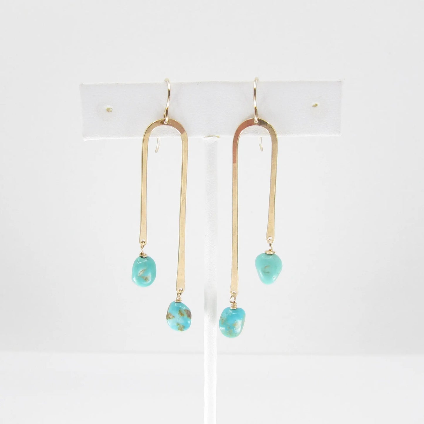 Forged Asymmetrical Arch Earring with Kingman Turquoise J.Mills Studio