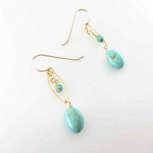 Marquis Link Earrings with Kingman Turquoise J.Mills Studio