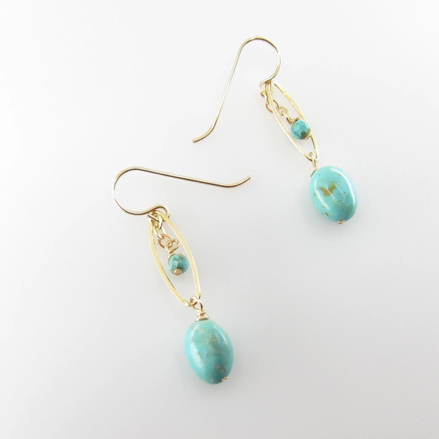 Marquis Link Earrings with Kingman Turquoise J.Mills Studio