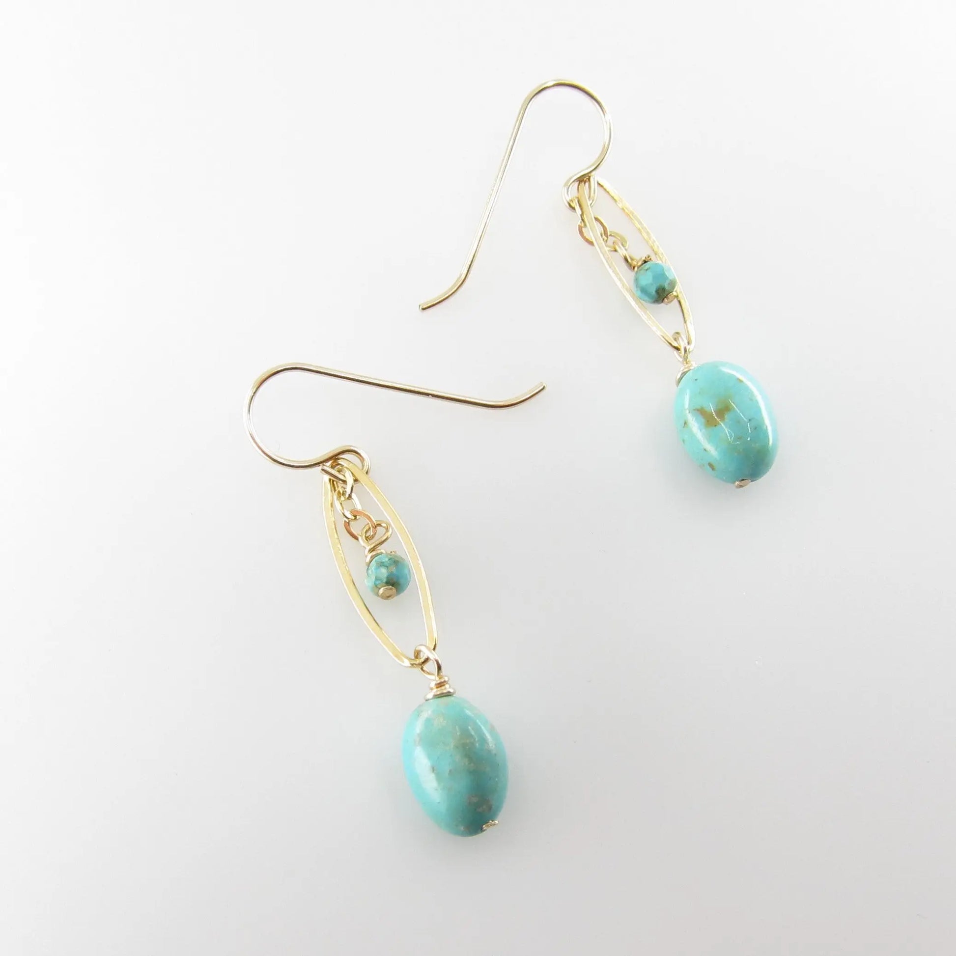 Marquis Link Earrings with Kingman Turquoise J.Mills Studio