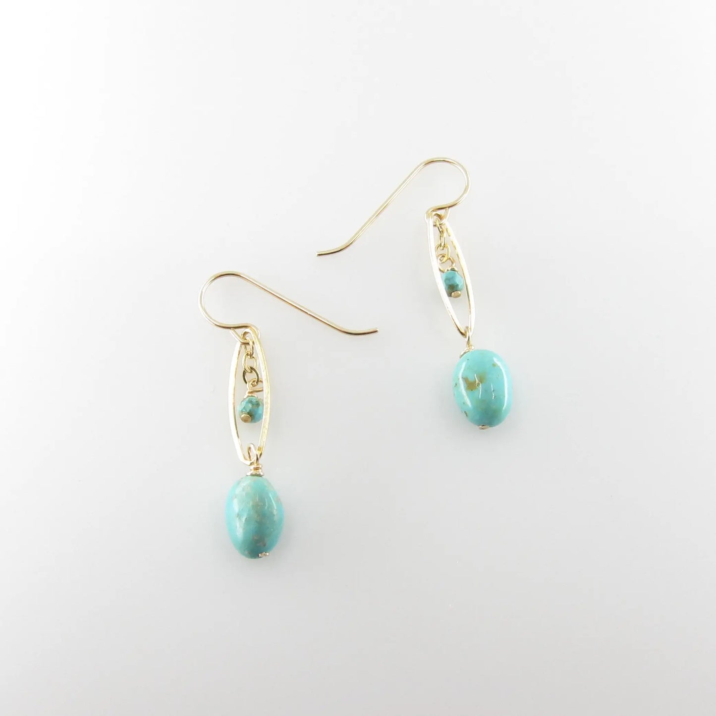 Marquis Link Earrings with Kingman Turquoise J.Mills Studio