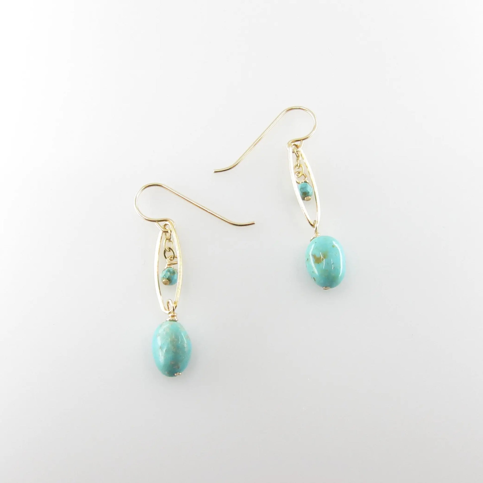 Marquis Link Earrings with Kingman Turquoise J.Mills Studio