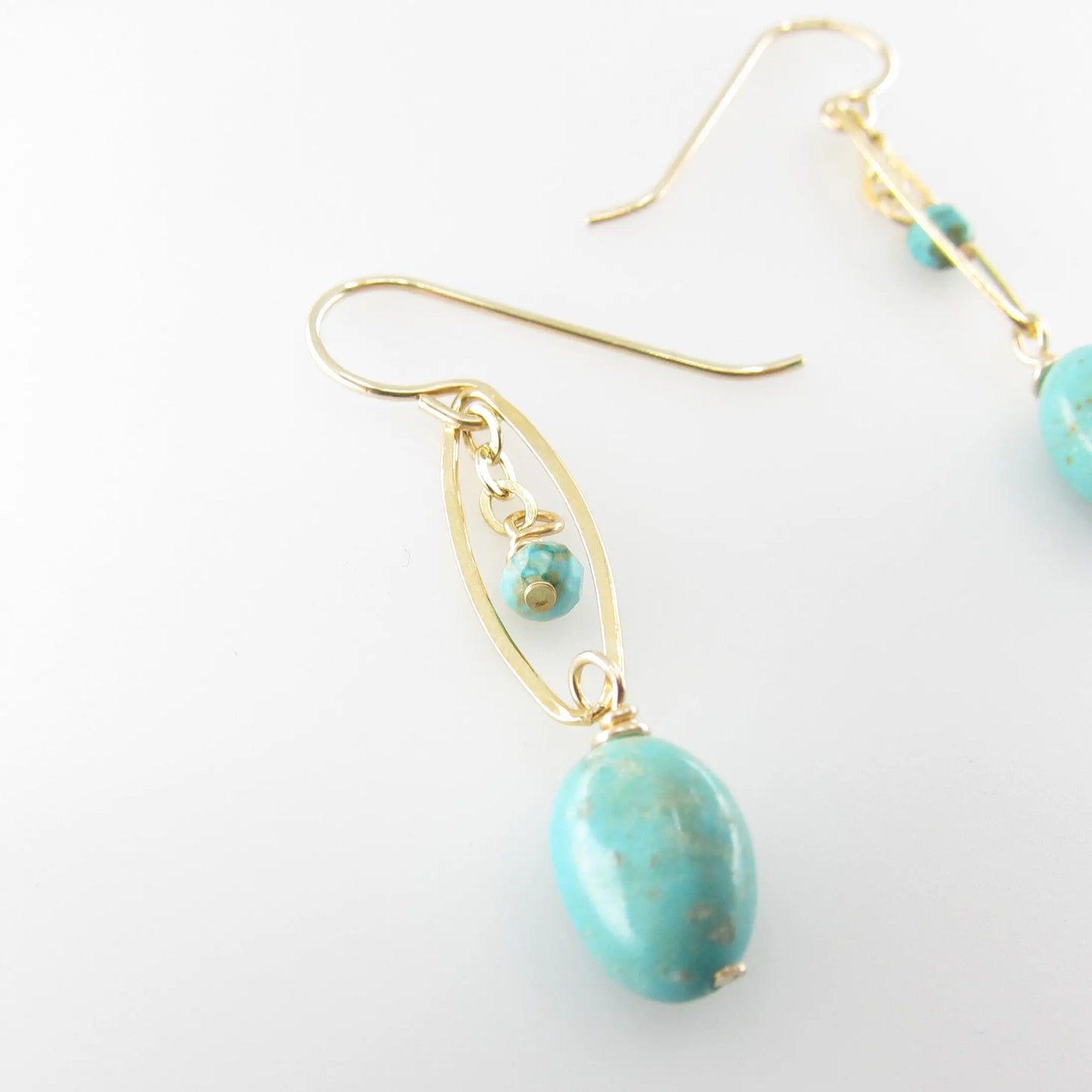 Marquis Link Earrings with Kingman Turquoise J.Mills Studio