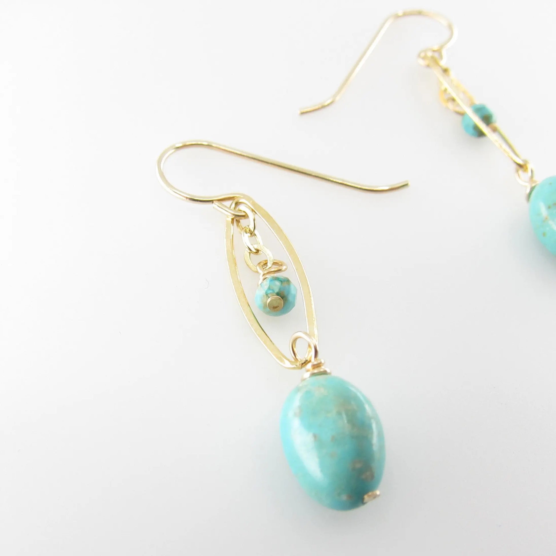 Marquis Link Earrings with Kingman Turquoise J.Mills Studio
