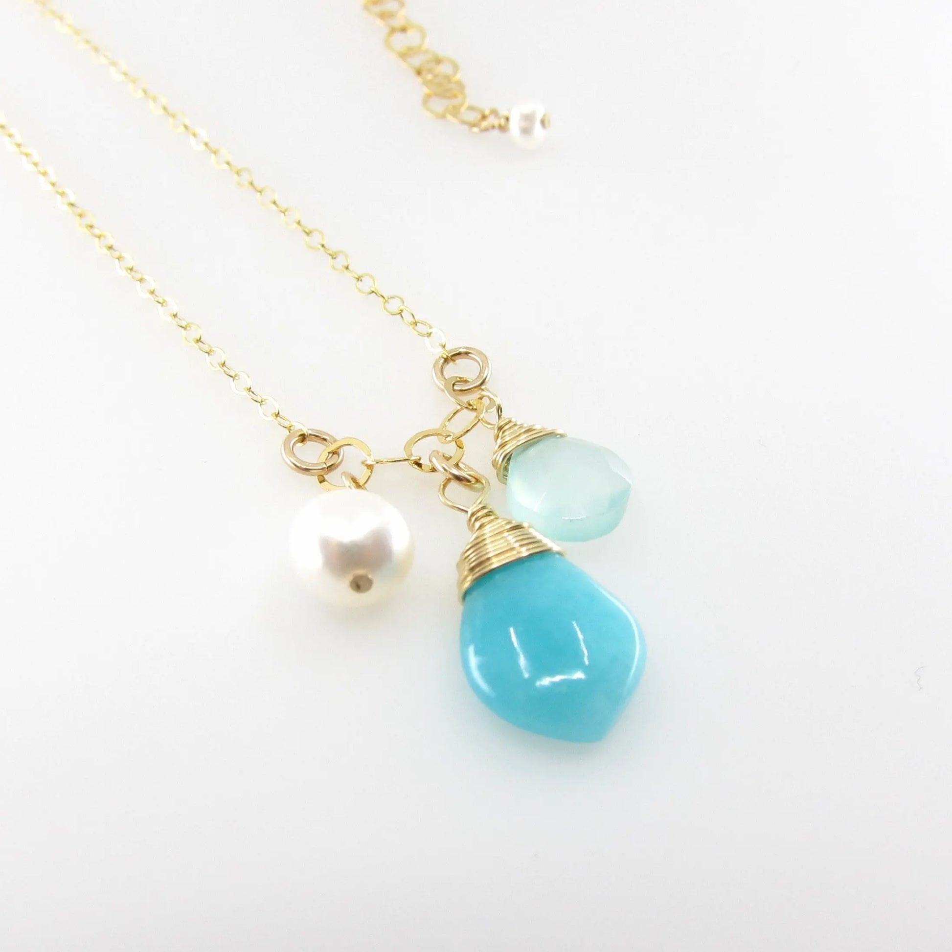 Small Gemstone Cascade Necklace with Amazonite J.Mills Studio