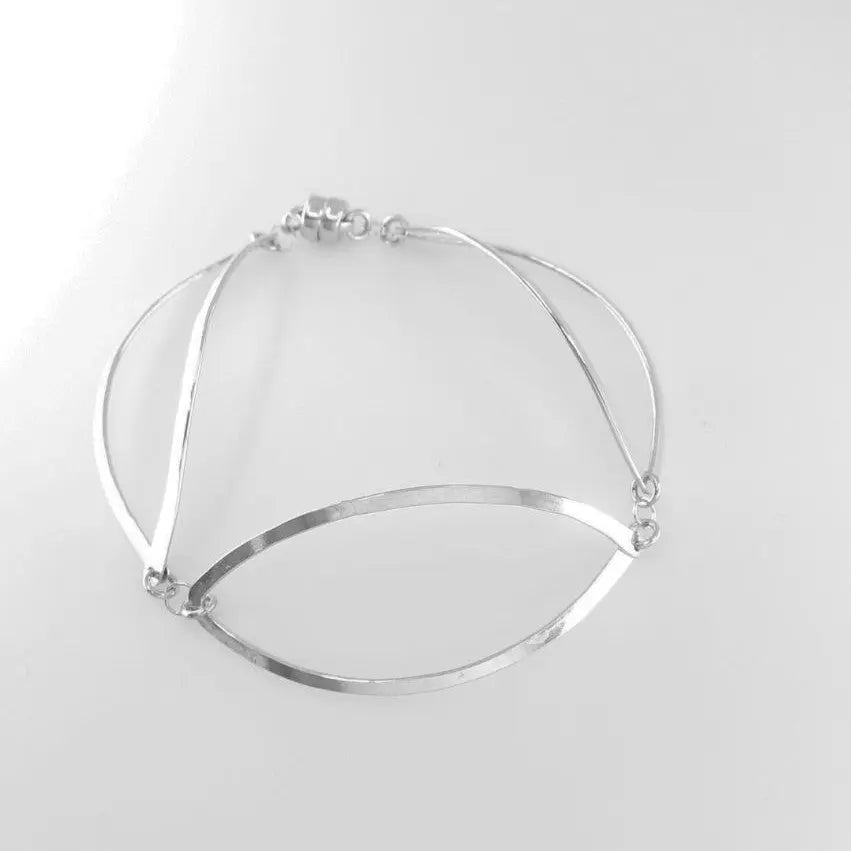 Hand Forged Marquis Link Bracelet with Magnetic Clasp J. Mills Studio