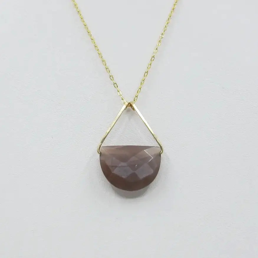 Forged Triangle Bail Necklace with Half-Moon Cut Gemstone, 5 stone options J. Mills Studio