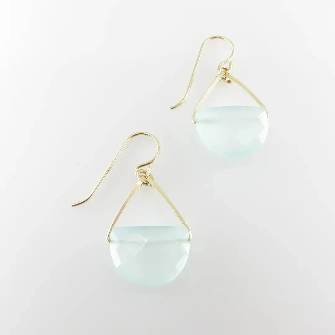 Forged Earrings with Half Moon Cut Gemstone, 5 Stone Options J.Mills Studio