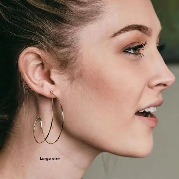 Forged Double Hoop Post Earrings-3 Sizes