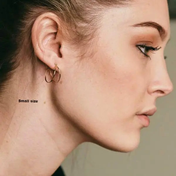Forged Double Hoop Post Earrings-3 Sizes