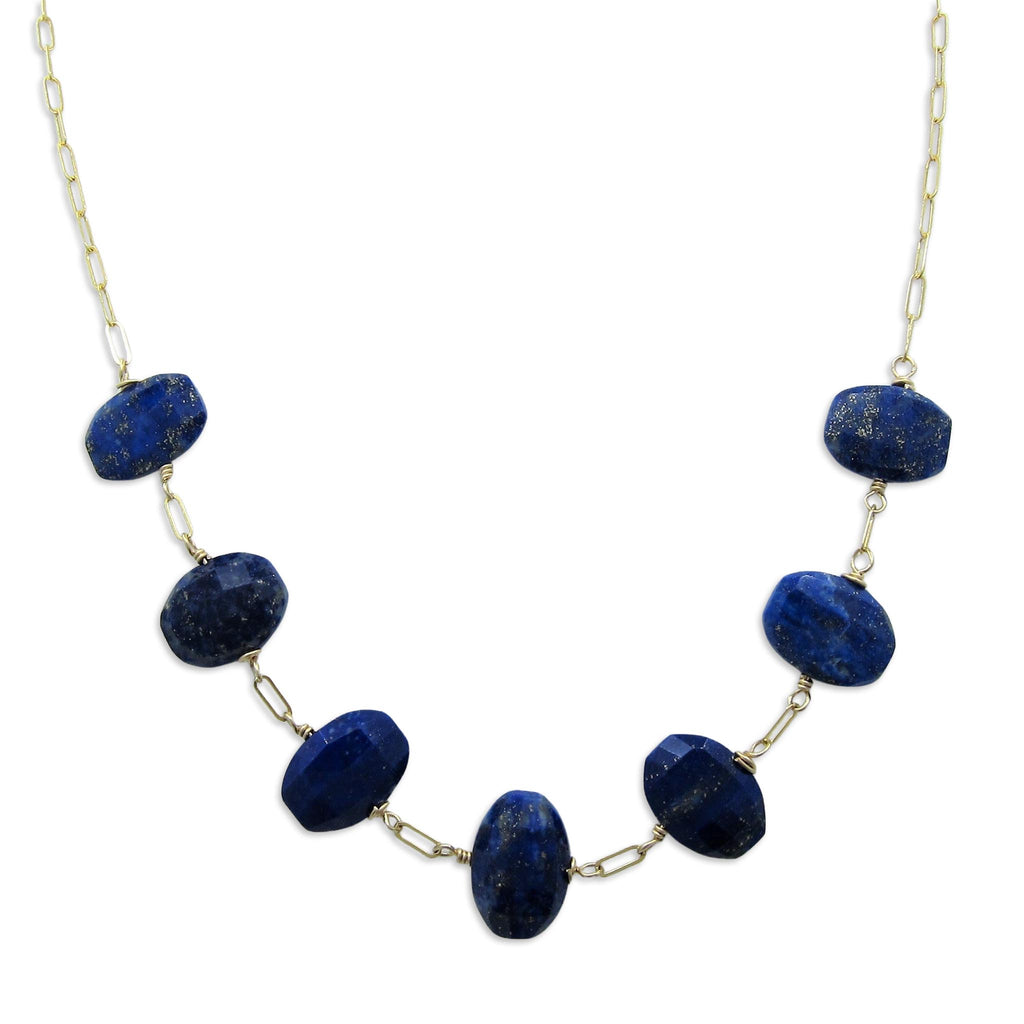 7 Drop Lapis Lazuli Gemstone Necklace