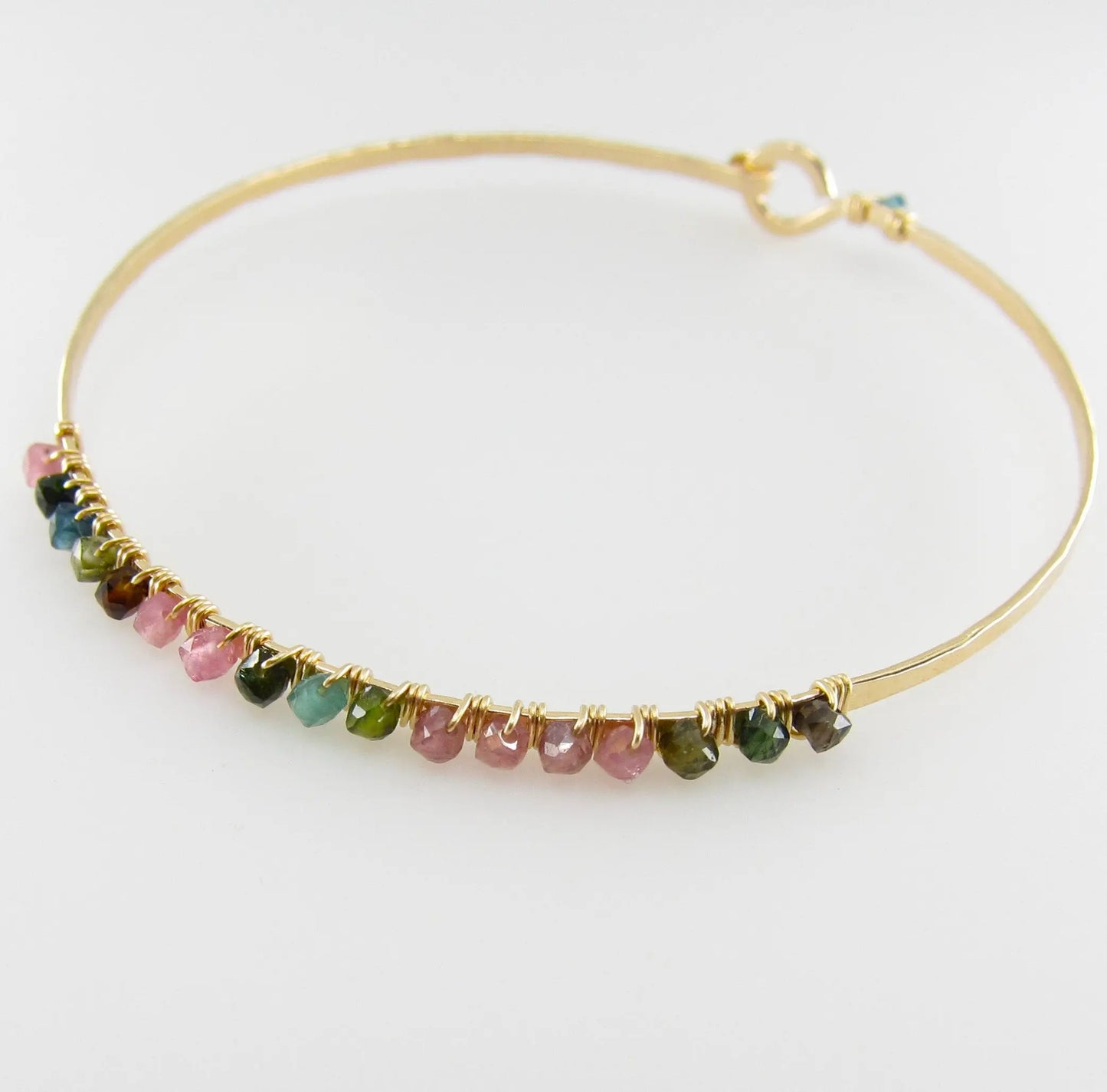 Forged Bangle Wrapped with Watermelon Tourmaline J.Mills Studio