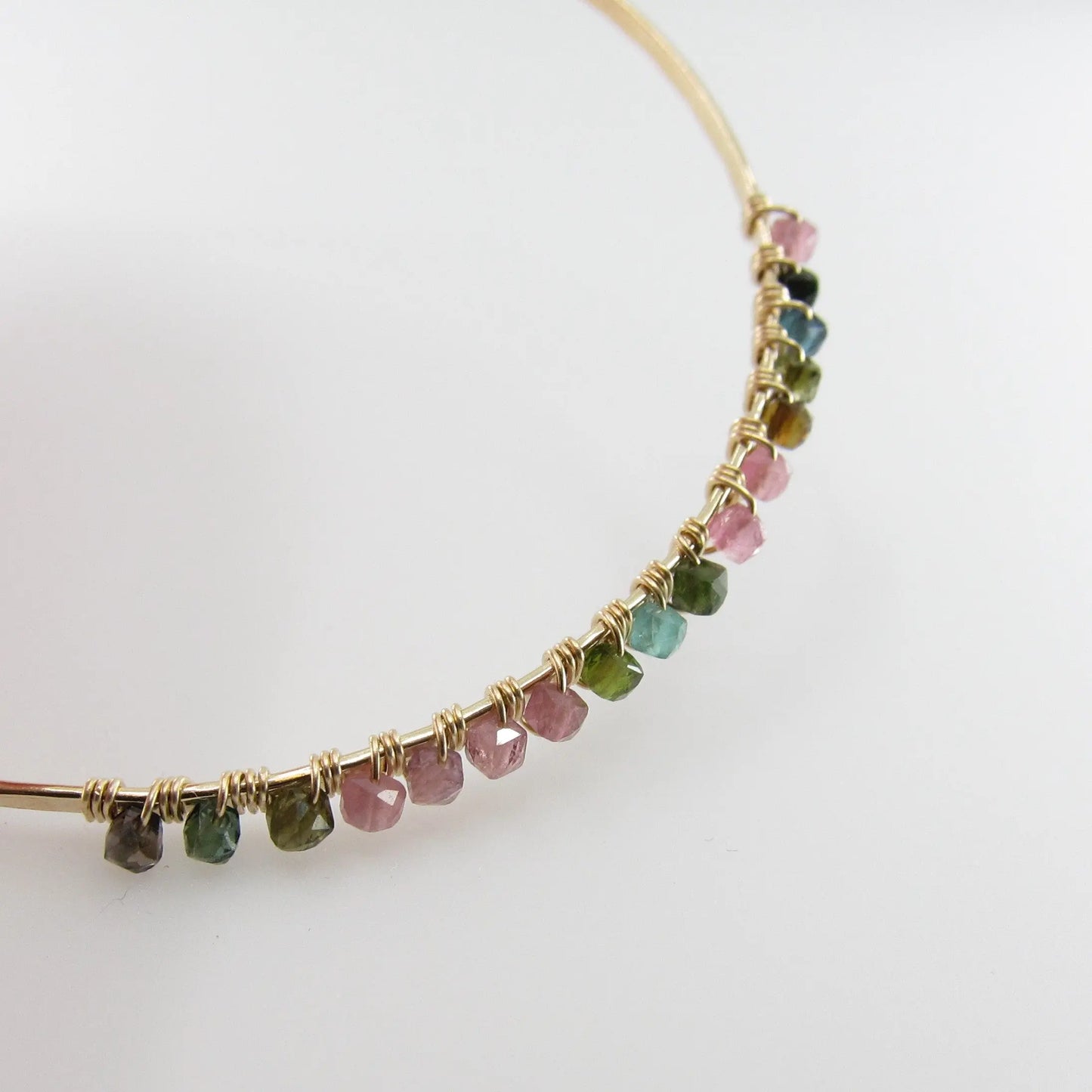 Forged Bangle Wrapped with Watermelon Tourmaline J.Mills Studio