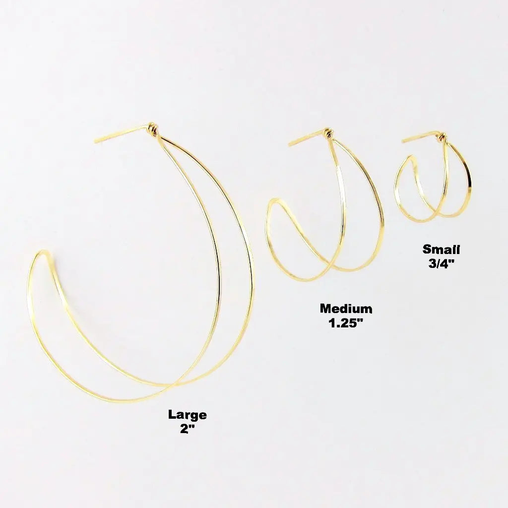 Forged 14k Gold Filled Post Double Hoop Earrings-3 sizes