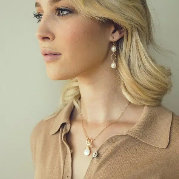 Large Rice Pearl Earrings