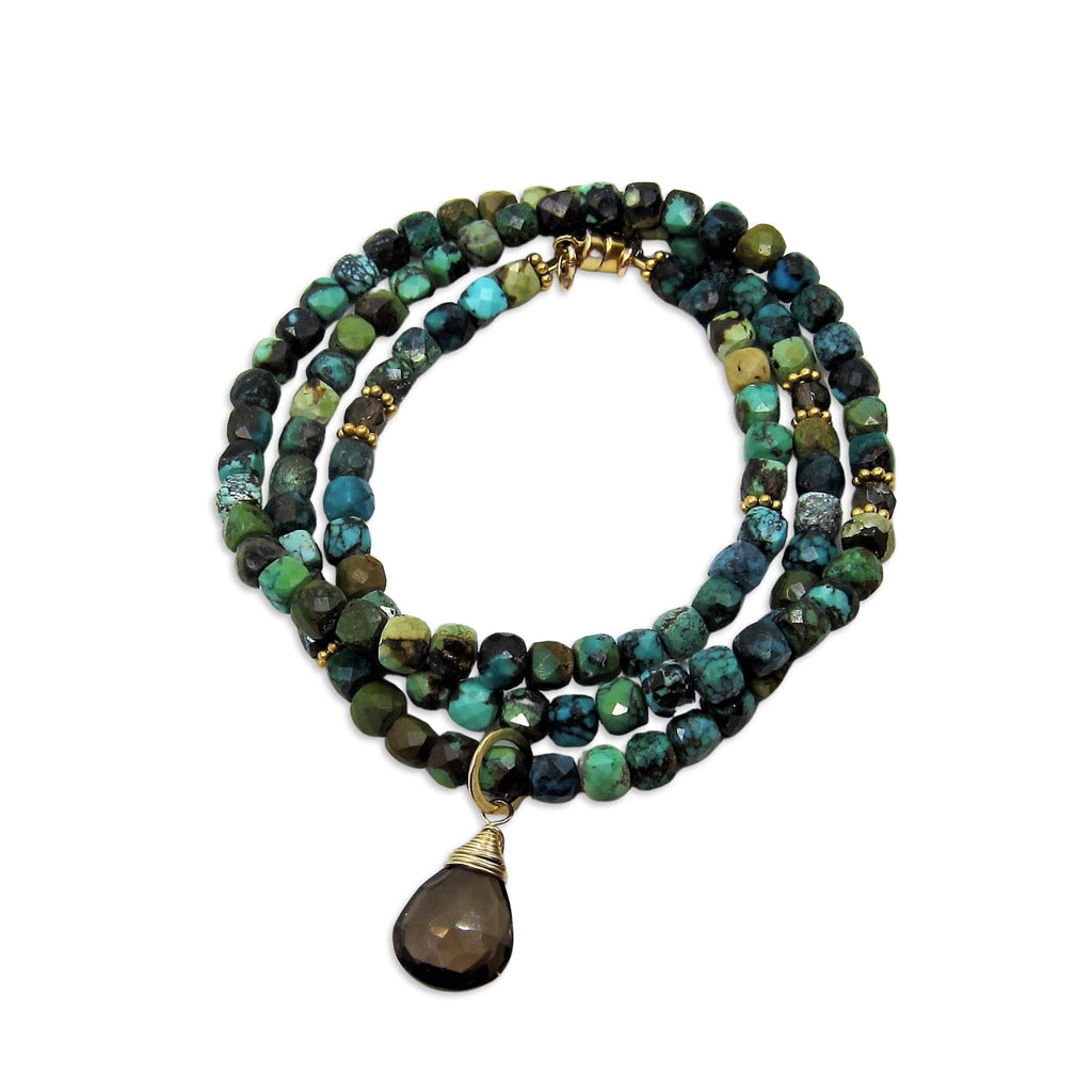 Green Turquoise Wrap Bracelet or Necklace