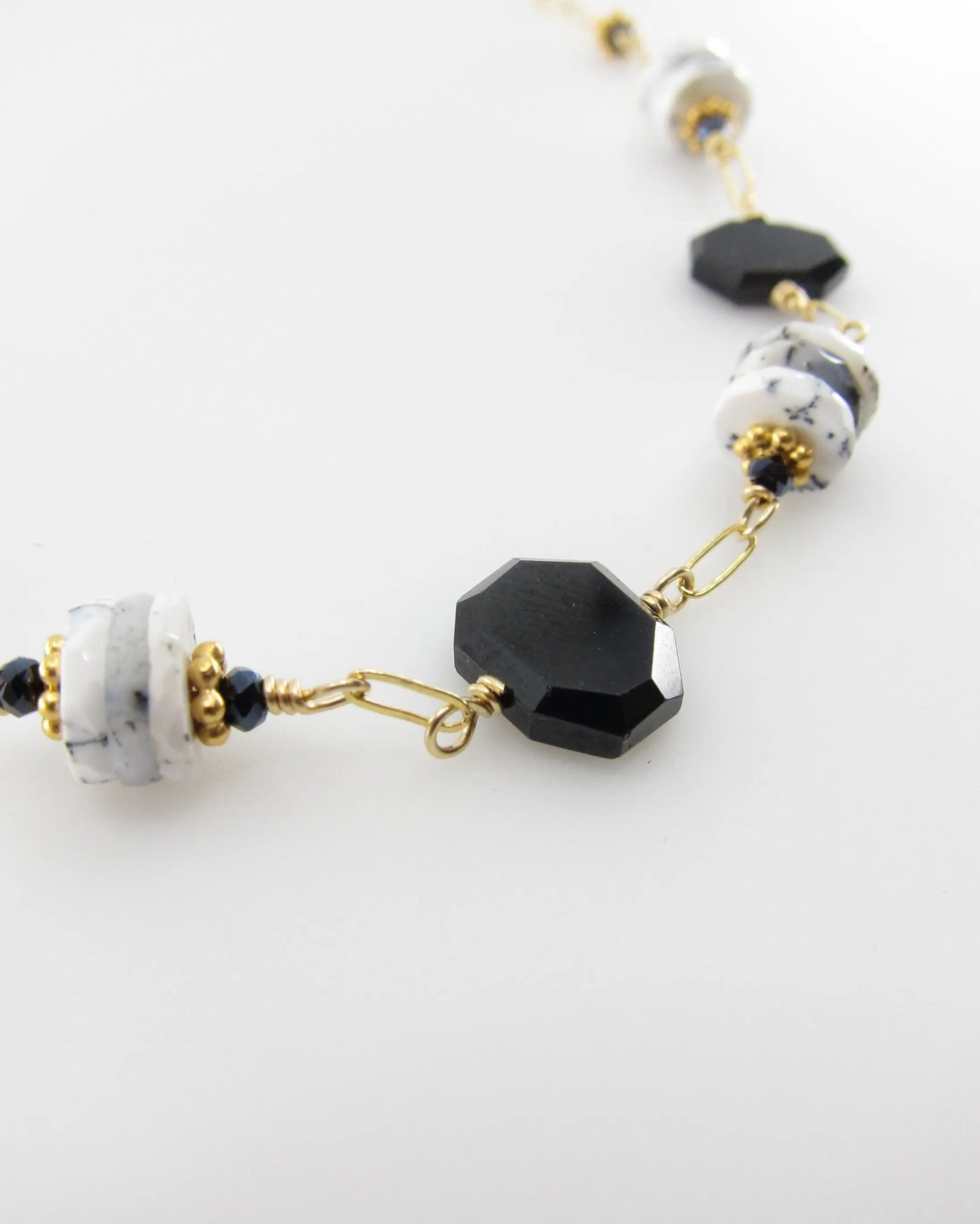 Dendrite Opal and Black Spinel Gemstone Necklace J.Mills Studio