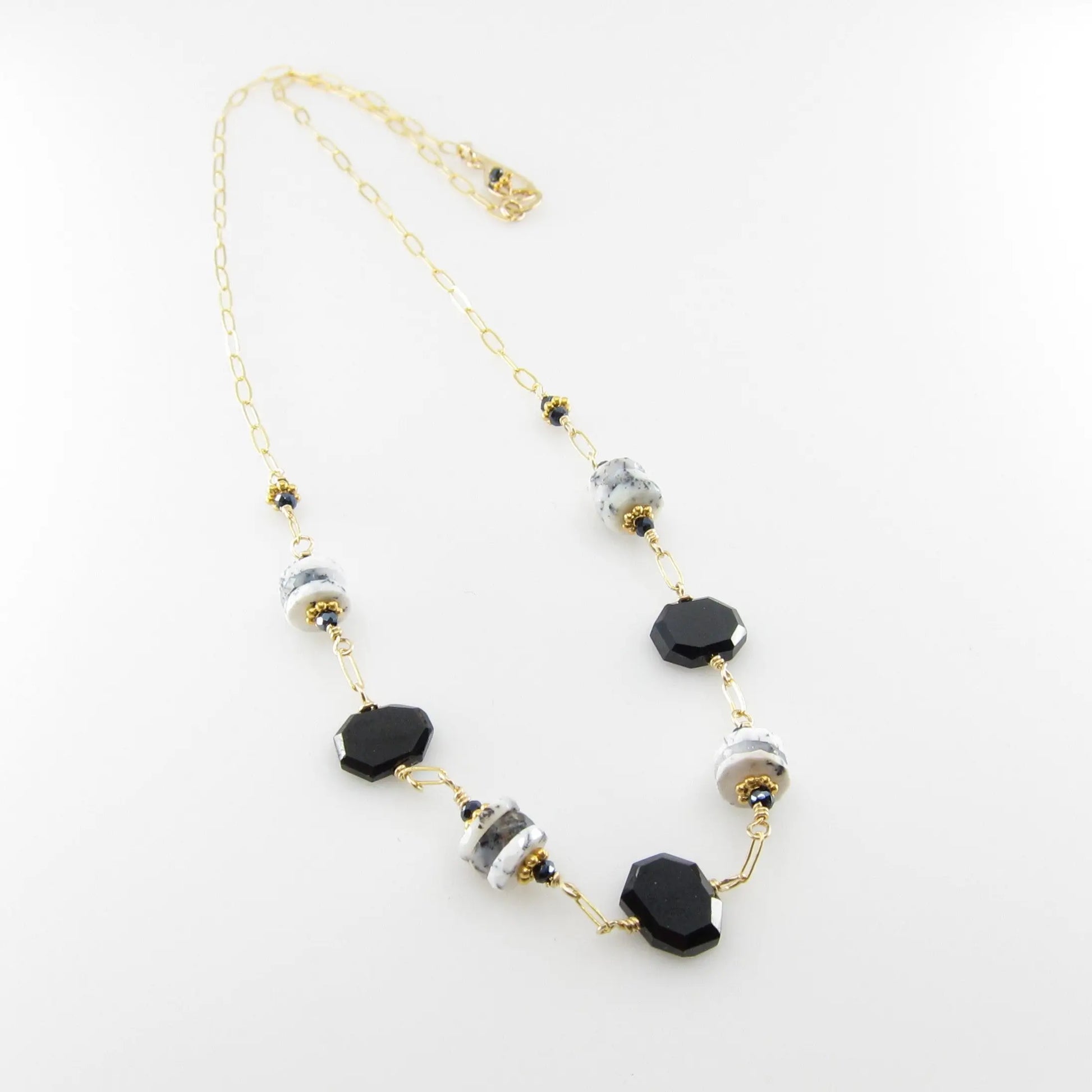 Dendrite Opal and Black Spinel Gemstone Necklace J.Mills Studio