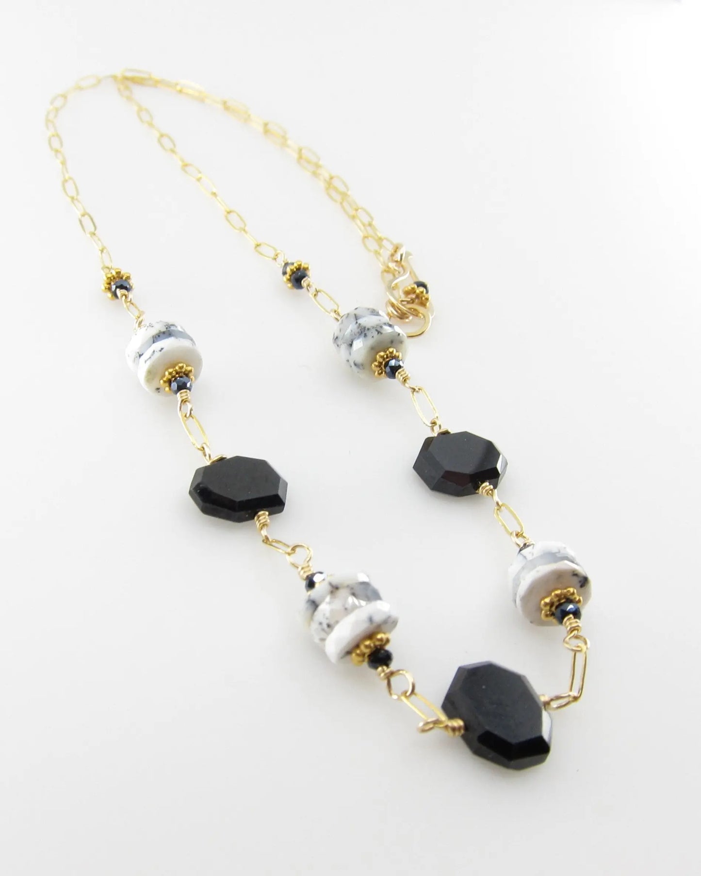 Dendrite Opal and Black Spinel Gemstone Necklace J.Mills Studio