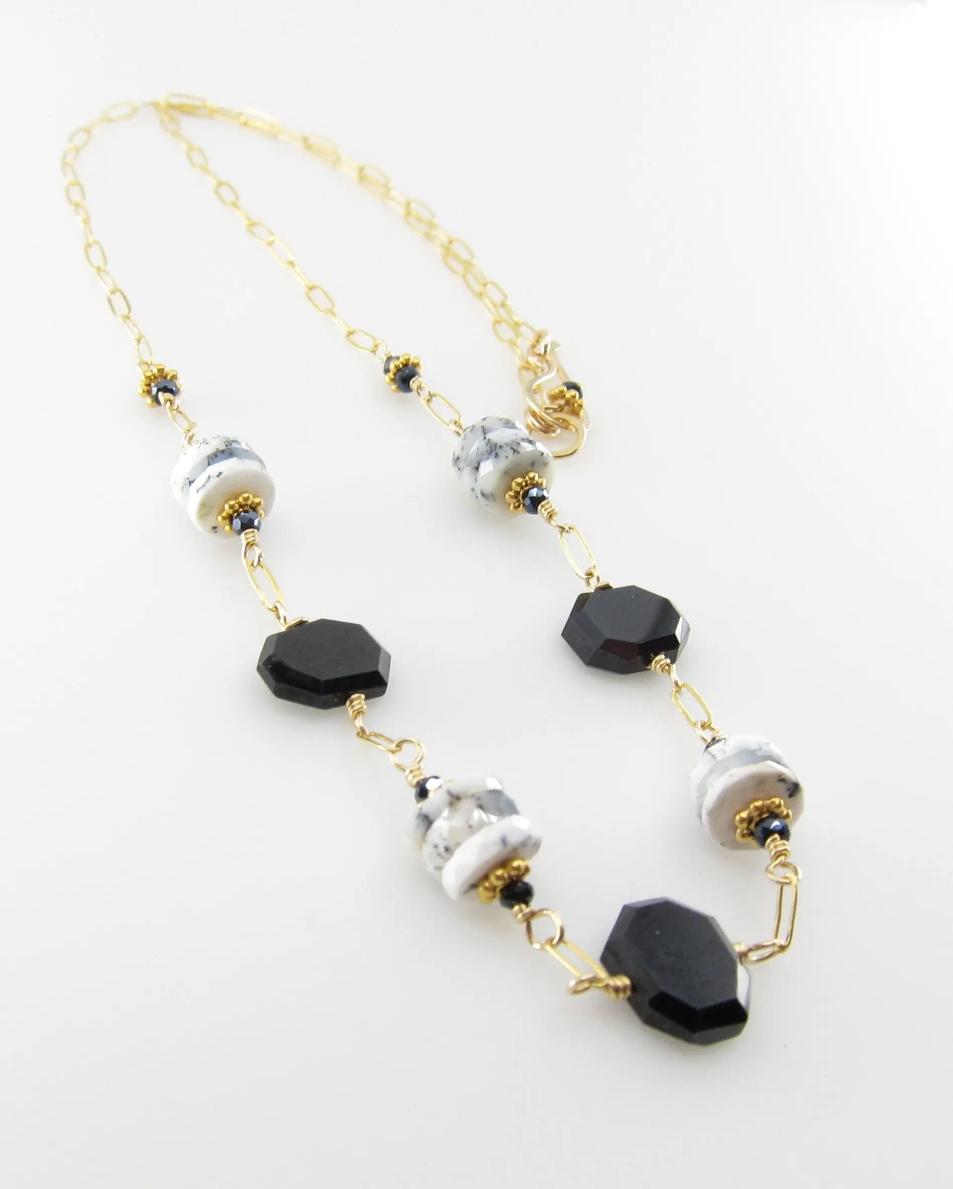 Dendrite Opal and Black Spinel Gemstone Necklace J.Mills Studio