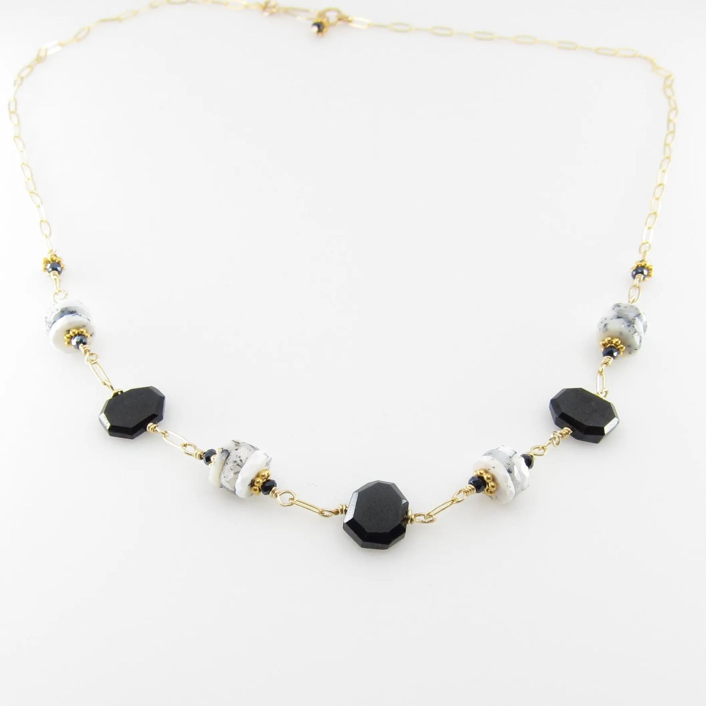 Dendrite Opal and Black Spinel Gemstone Necklace J.Mills Studio