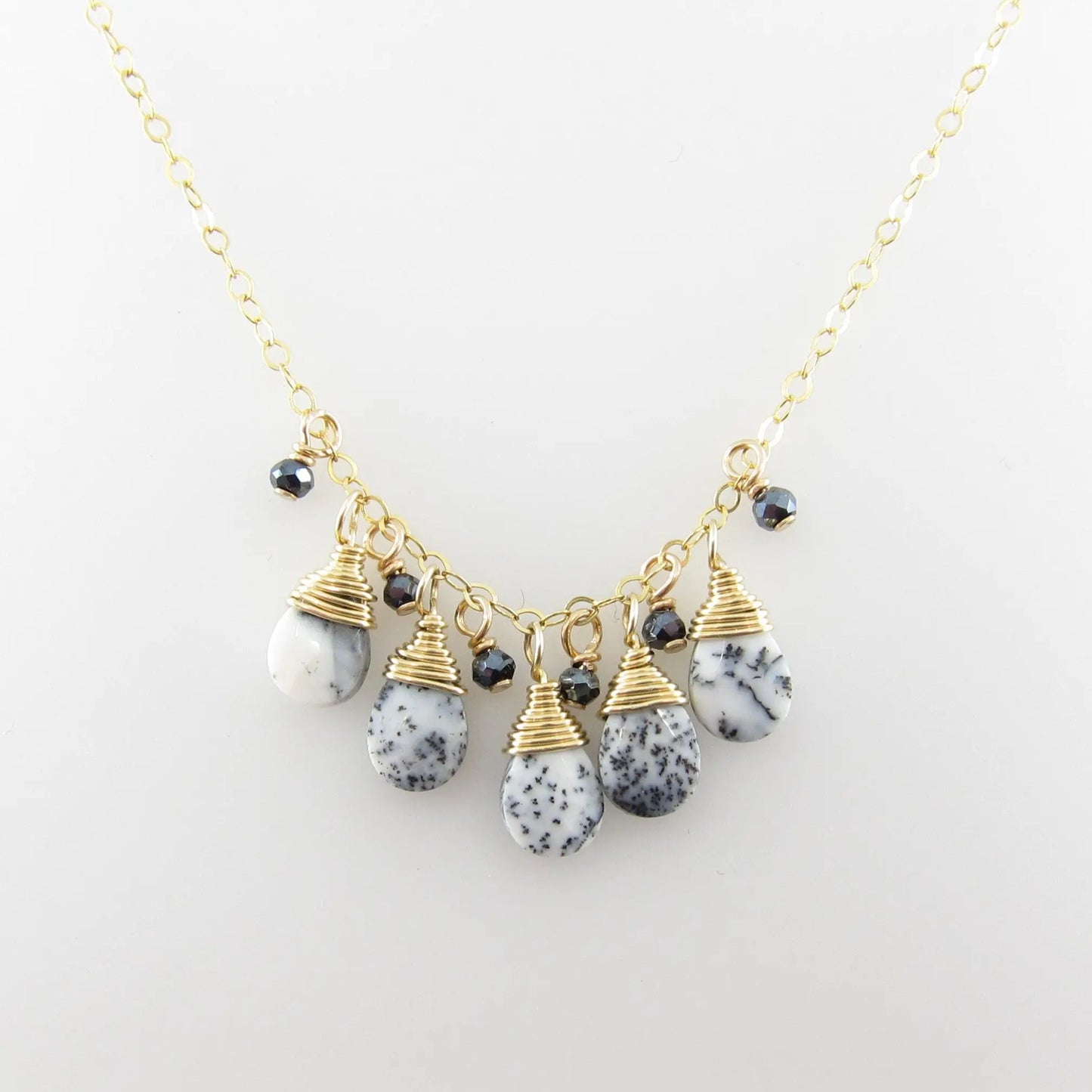 5 Drop Dendrite Opal Gemstone Necklace J.Mills Studio