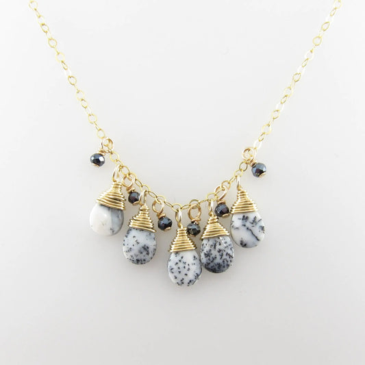 5 Drop Dendrite Opal Gemstone Necklace J.Mills Studio
