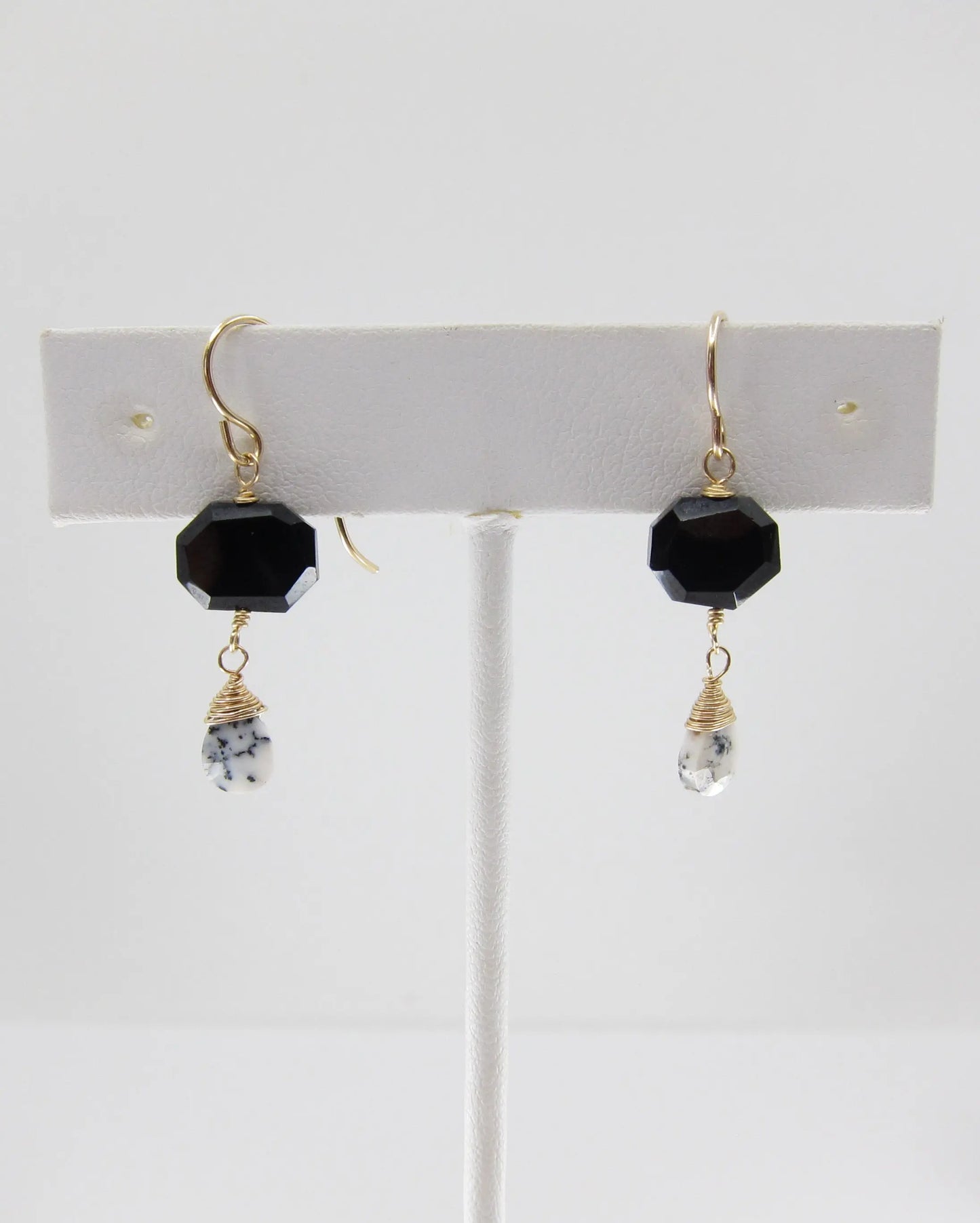 Black Spinel and Dendrite Opal Gemstone Earrings J.Mills Studio
