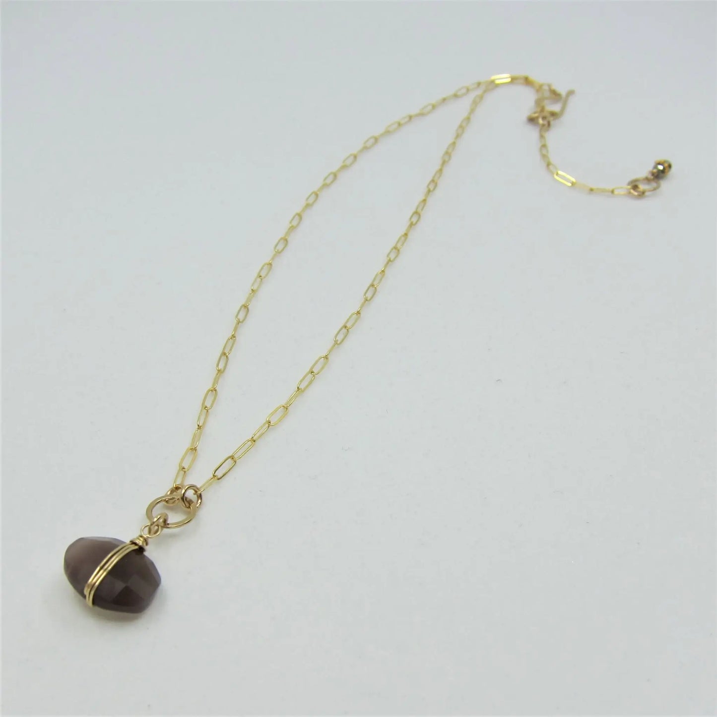 Faceted Cushion Cut Chocolate Moonstone Necklace