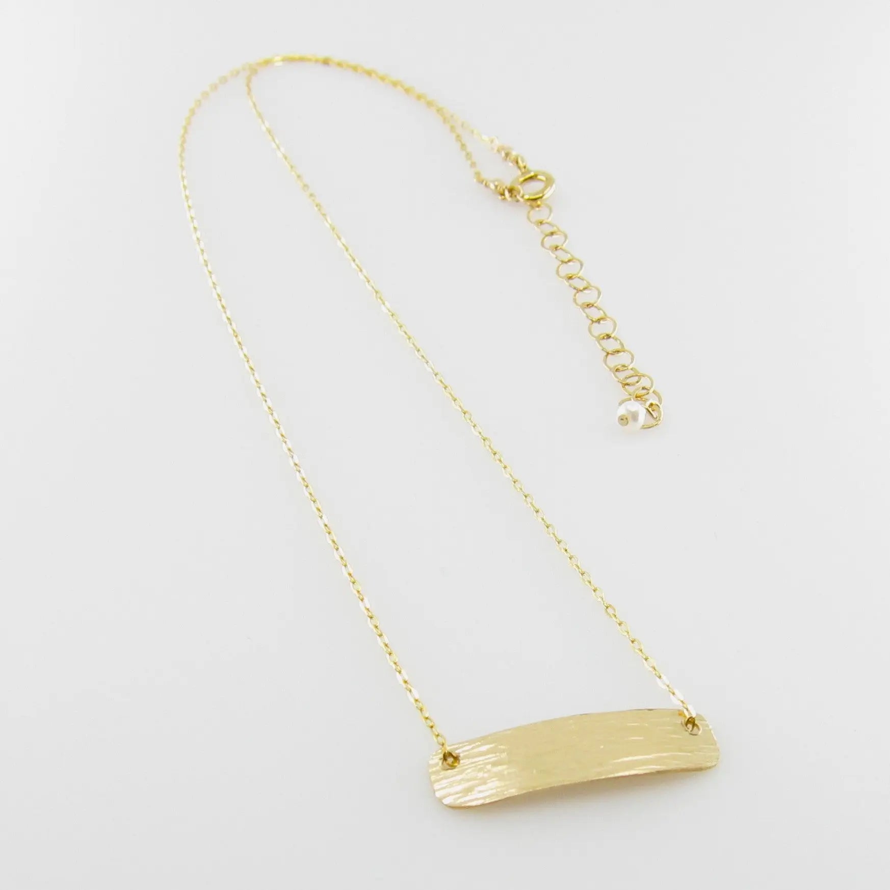 Forged Hammer Textured Horizontal Bar Necklace. J.Mills Studio