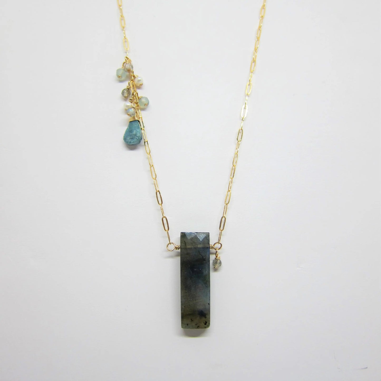 Labradorite and Asymmetrical Gemstone Cluster Necklace