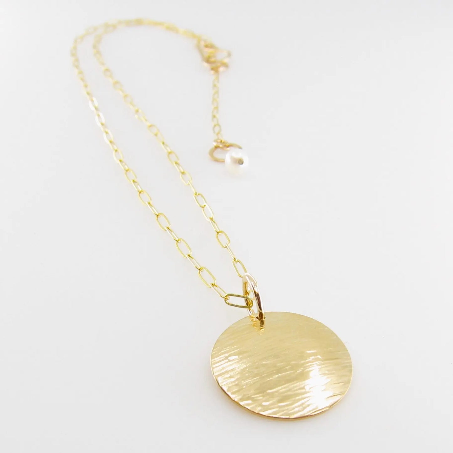 Large Hammer Textured Disc Necklace J.Mills Studio
