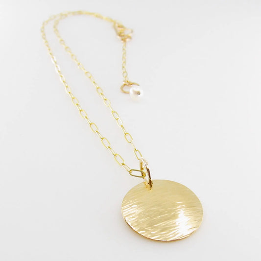 Large Hammer Textured Disc Necklace J.Mills Studio